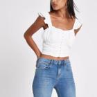 River Island Womens White Frill Hook And Eye Bralet