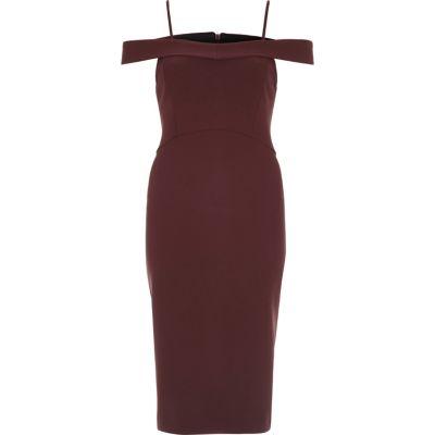 River Island Womens Strappy Cold Shoulder Bodycon Dress
