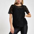 River Island Womens Loose Fit Lace T-shirt