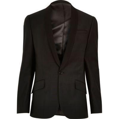 River Island Mens Ribbed Lapel Wool Slim Suit Jacket