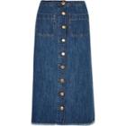 River Island Womens Mid Wash Denim Button Down Midi Skirt