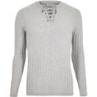 River Island Mens Lace-up Slim Fit Top