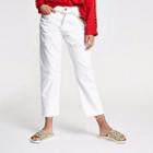 River Island Womens White Boyfriend Fit Mid Rise Jeans