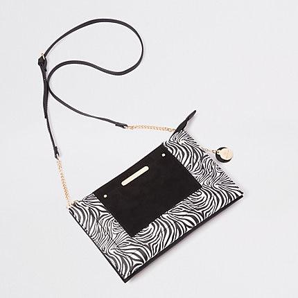 River Island Womens Zebra Print Cross Body Pouch Bag