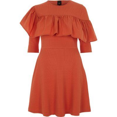 River Island Womens Poplin Frill Skater Dress