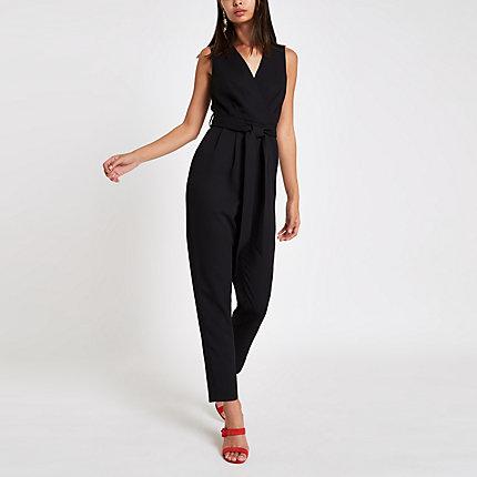 River Island Womens Sleeveless Tie Waist Jumpsuit