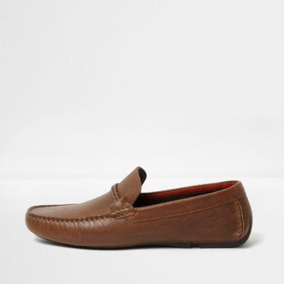 River Island Mens Leather Plaited Snaffle Driving Shoe
