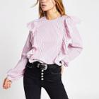 River Island Womens Stripe Long Sleeve Frill Blouse