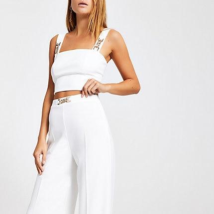 River Island Womens White Scuba Crop Top