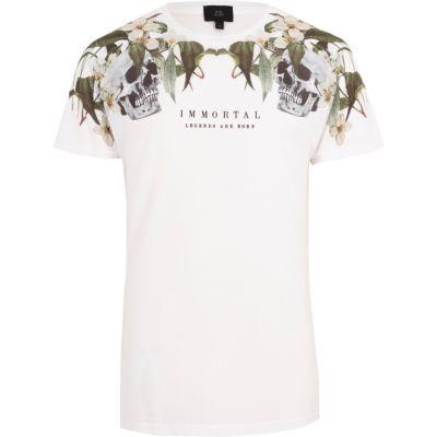 River Island Mens White 'immortal' Floral Skull Print T-shirt