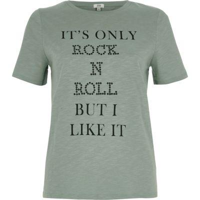 River Island Womens 'rock N Roll' Studded Fitted T-shirt
