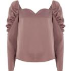 River Island Womens Satin Sweetheart Puff Sleeve Top