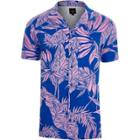 River Island Mens Muscle Fit Tropical Print Jersey Shirt