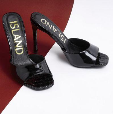 River Island Womens Low Vamp Croc Heeled Mules