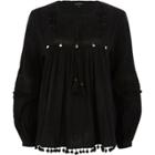 River Island Womens Pom Pom Trim Smock Top