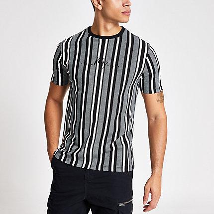 River Island Mens Muscle Fit Cable Knitted T-shirt