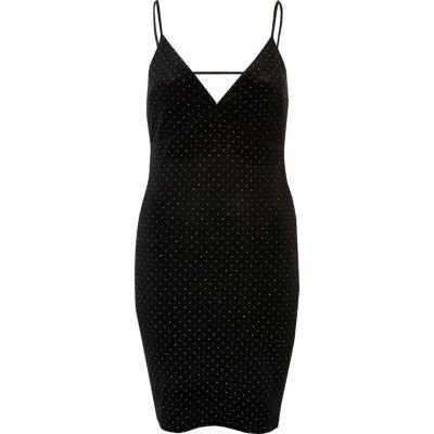 River Island Womens Studded Velvet Bodycon Dress