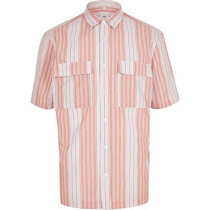 River Island Mens Stripe Double Pocket Shirt