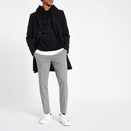 River Island Mens Dogtooth Check Slim Fit Smart Trousers
