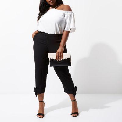 River Island Womens Plus Bow Hem Cigarette Trousers