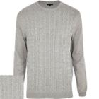 River Island Mensgrey Cable Knit Sweater