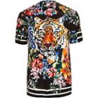 River Island Mens Jaded Animal Print Revere Shirt