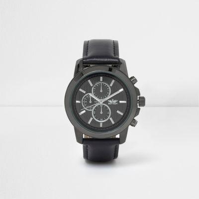 River Island Mens Round Gunmetal Tone Case Watch