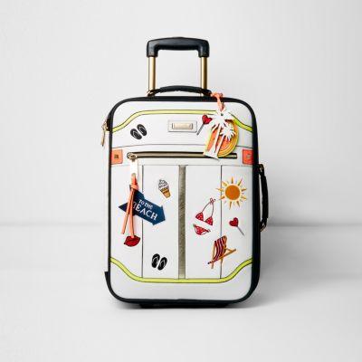 River Island Womens White 'to The Beach' Badged Cabin Suitcase