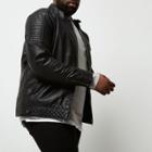 River Island Mens Big And Tall Faux Leather Racer Neck Jacket