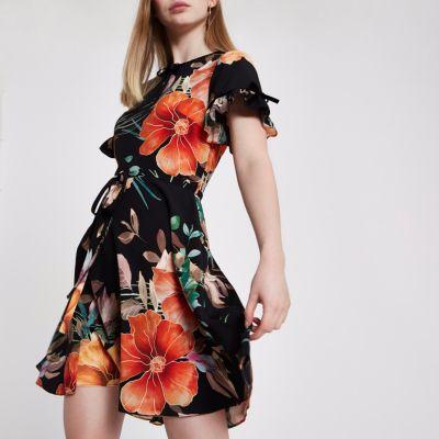 River Island Womens Floral Tie Waist Dress