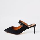 River Island Womens Suede Wide Fit Slim Heel Mules
