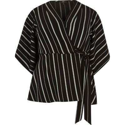 River Island Womens Plus Stripe Tie Side Wrap Top