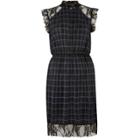 River Island Womens Check Pleated Dress With Lace Trim
