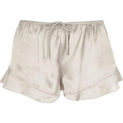 River Island Womens Satin Frill Hem Pajama Shorts