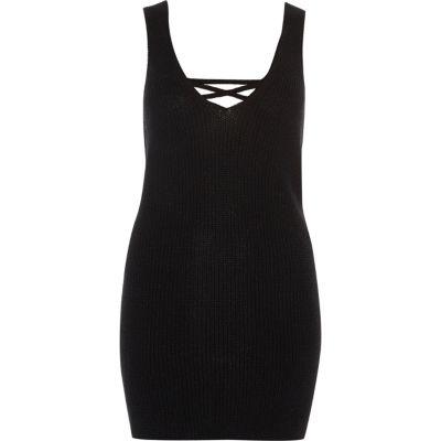 River Island Womens Lace-up Back Side Spit Knitted Tank