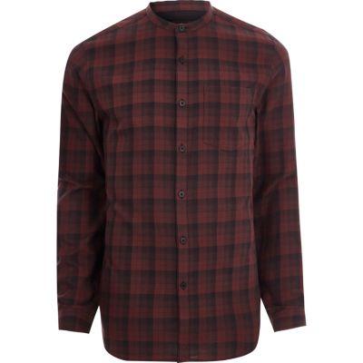 River Island Mens Check Slim Fit Grandad Shirt