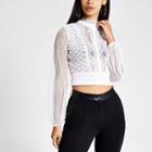River Island Womens Long Sleeve Lace Crop Top