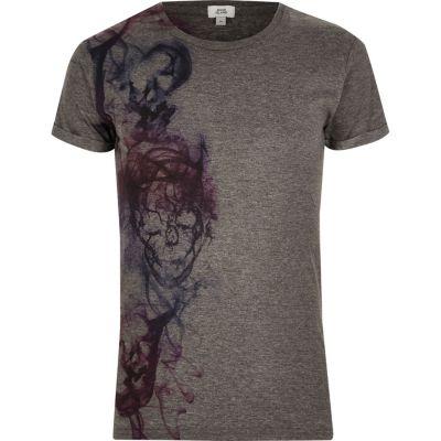 River Island Mens Skull Print Crew Neck T-shirt