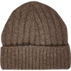 River Island Mensbrown Ribbed Knitted Beanie Hat