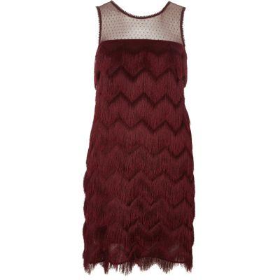 River Island Womens Petite Fringe Sleeveless Swing Dress