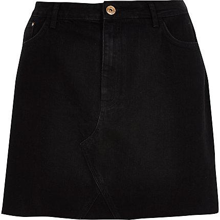 River Island Womens Plus Frayed Hem Denim Mini Skirt