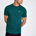 River Island Mens Green Slim Fit Rose Embroidered T-shirt