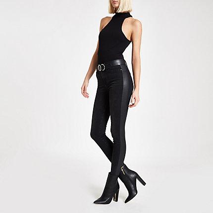 River Island Womens Faux Leather Side Stripe Molly Jeggings