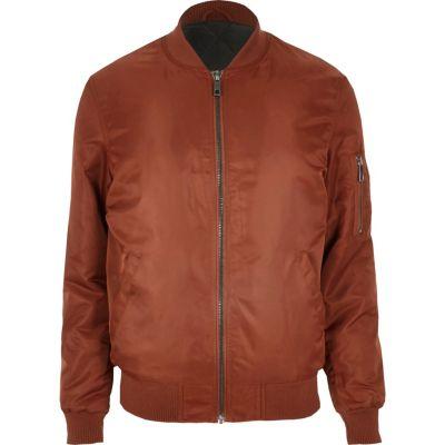 River Island Mens Rust Bomber Jacket