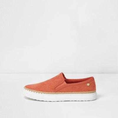 River Island Womens Faux Suede Espadrille Trim Plimsolls