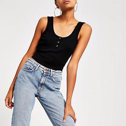 River Island Womens Button Front Crop Cami Vest