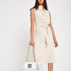 River Island Womens Cowl Neck Tie Waist Sleeveless Dress