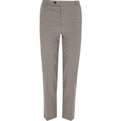River Island Mens Check Skinny Cropped Smart Trousers