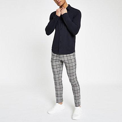 River Island Mens Button Down Muscle Long Sleeve Shirt