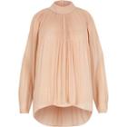 River Island Womens Nude Pleated Cold Shoulder Blouse